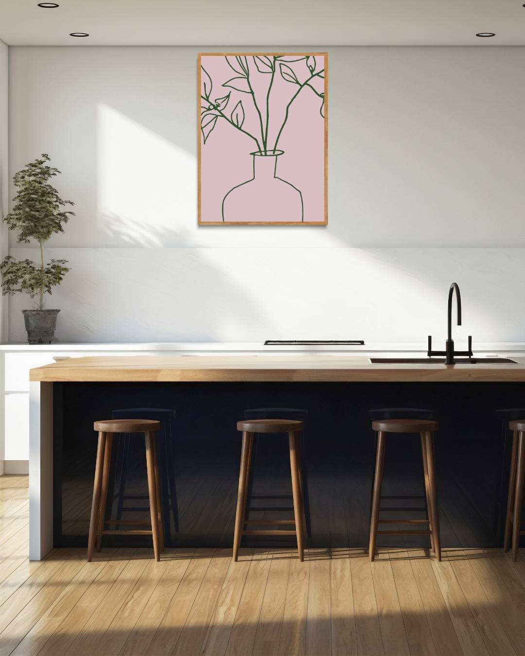 Abstracte vaas met takken Poster