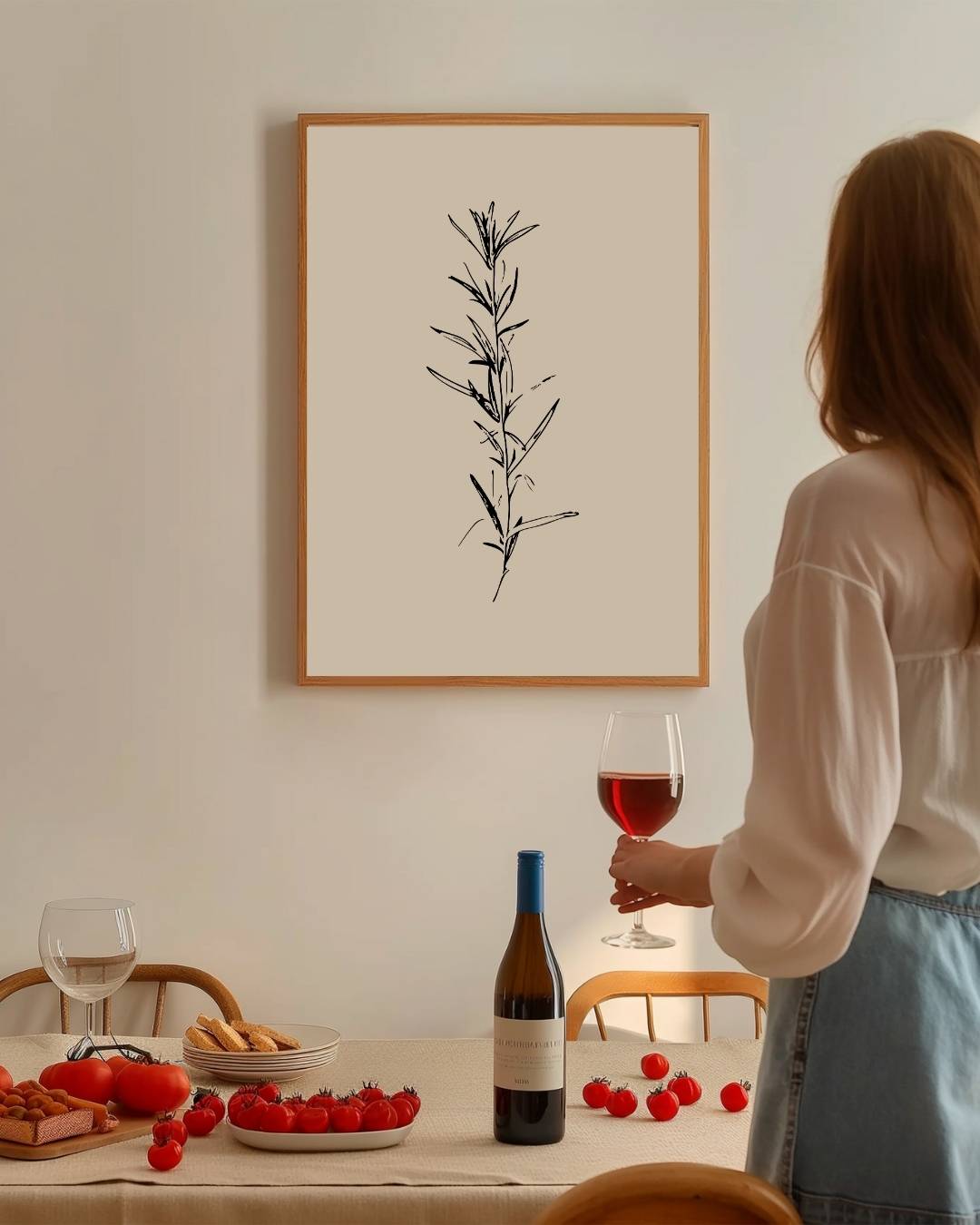 Botanische tak lijntekening Poster