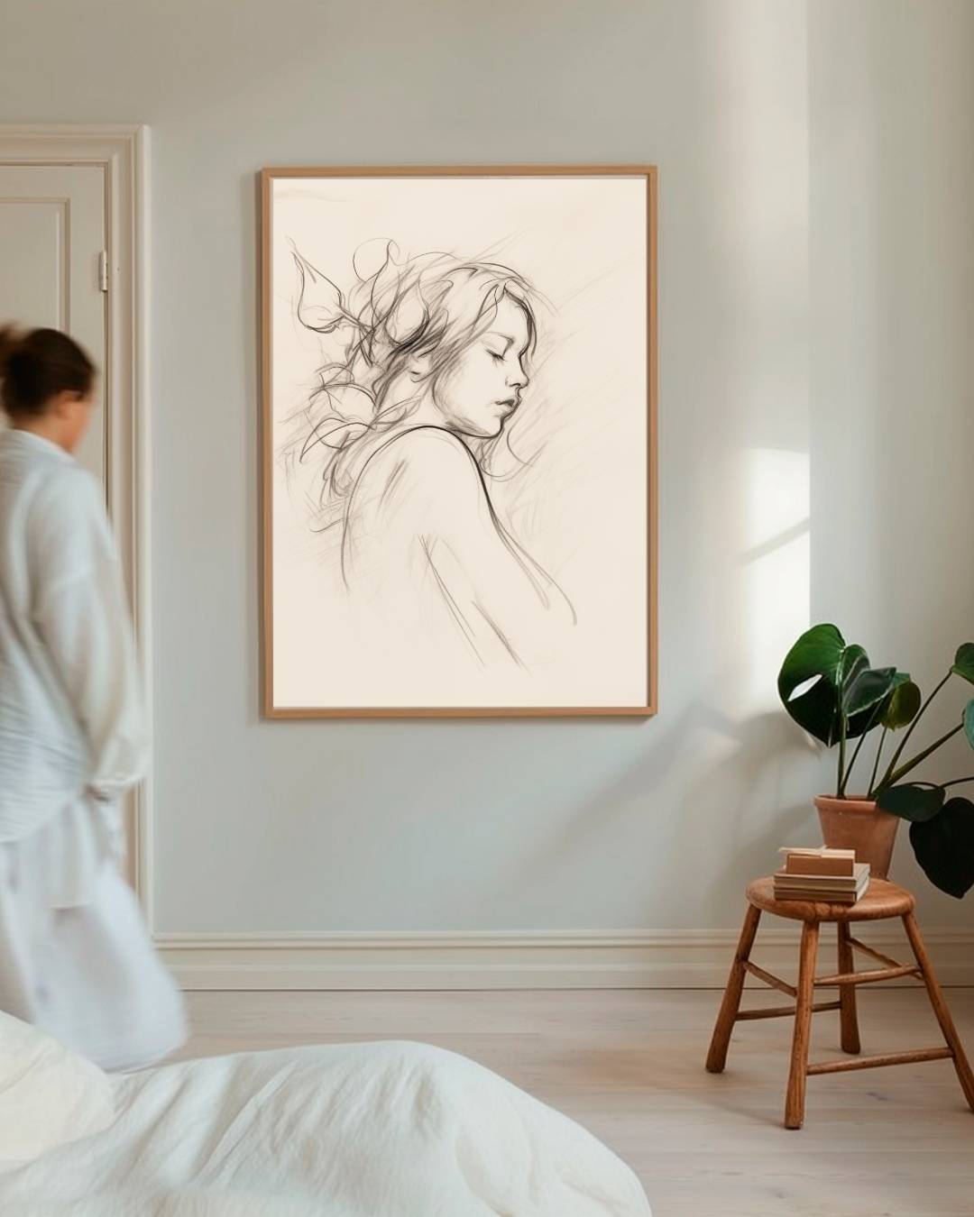 Dromerige vrouw schets Poster