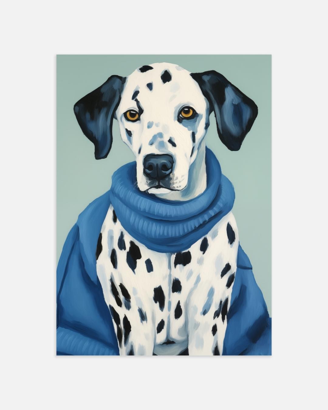 Dalmatier in blauwe trui Poster