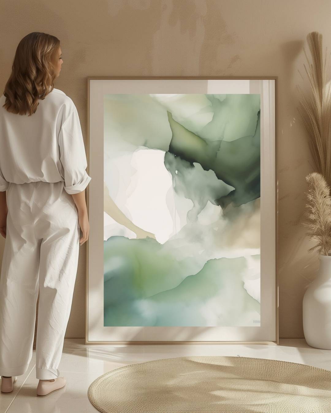 Organische vormen in groentinten Poster