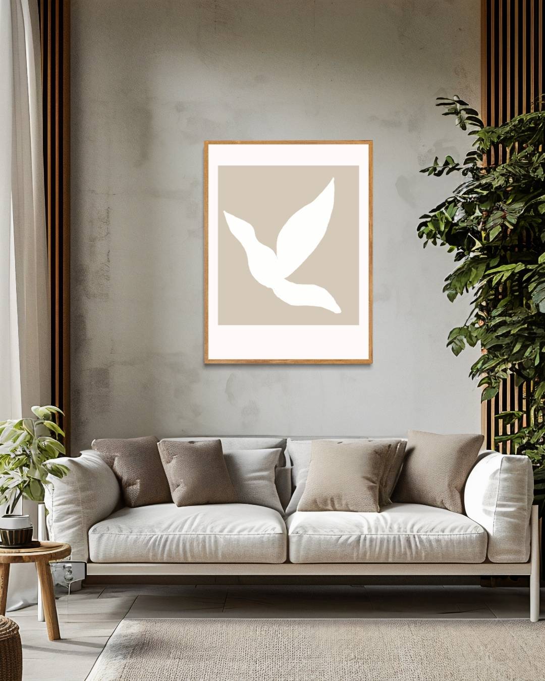 Beige minimalistische bladeren Poster