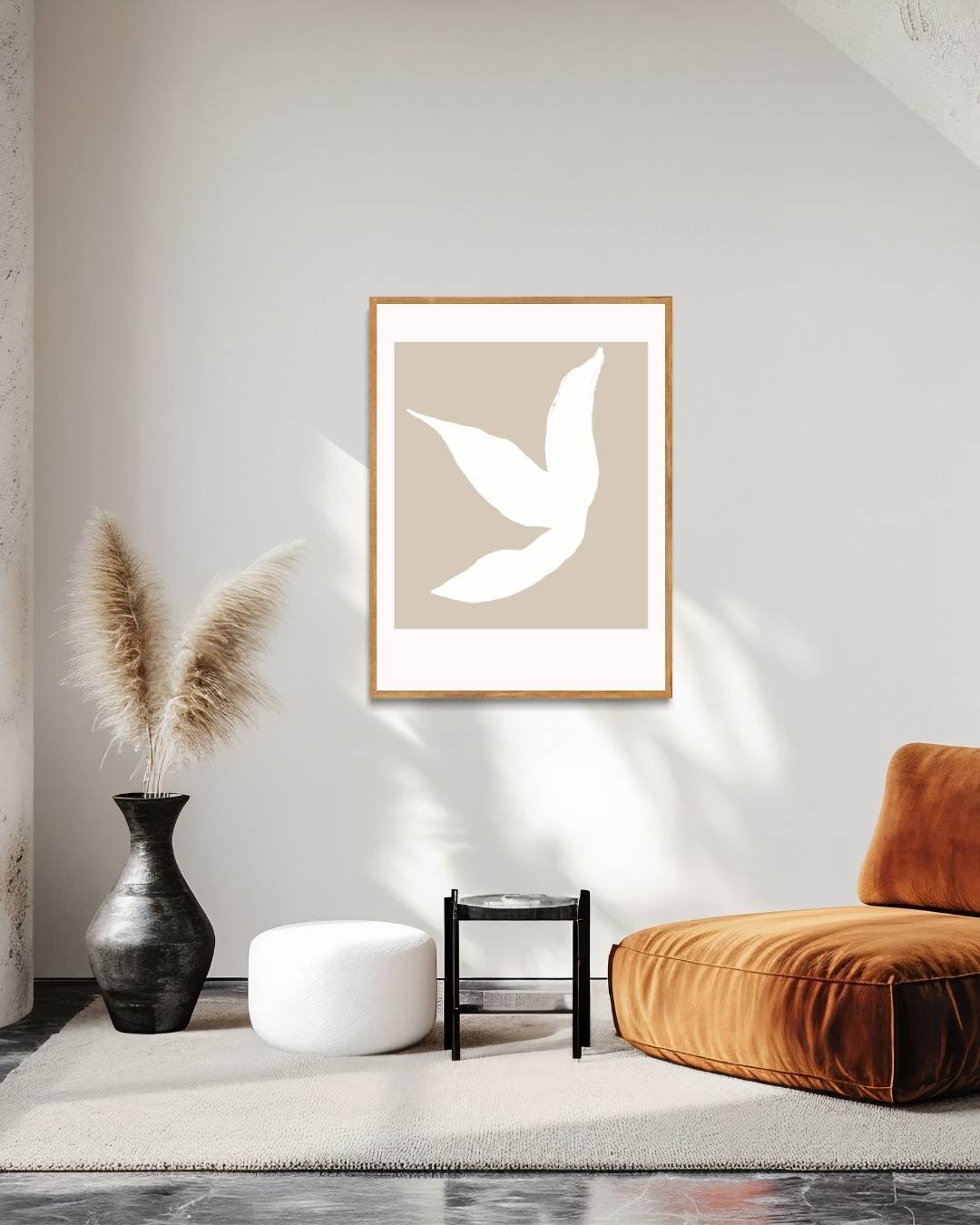 Lichtbeige abstract blad Poster