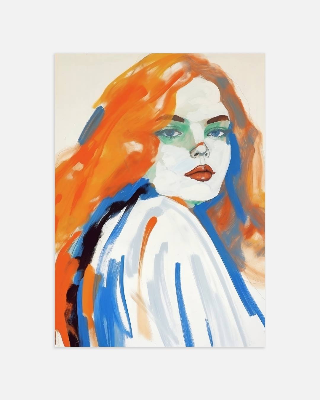 Portret van vrouw met oranje haar Poster