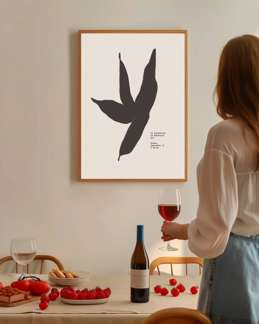 Zwarte minimalistische bladeren Poster