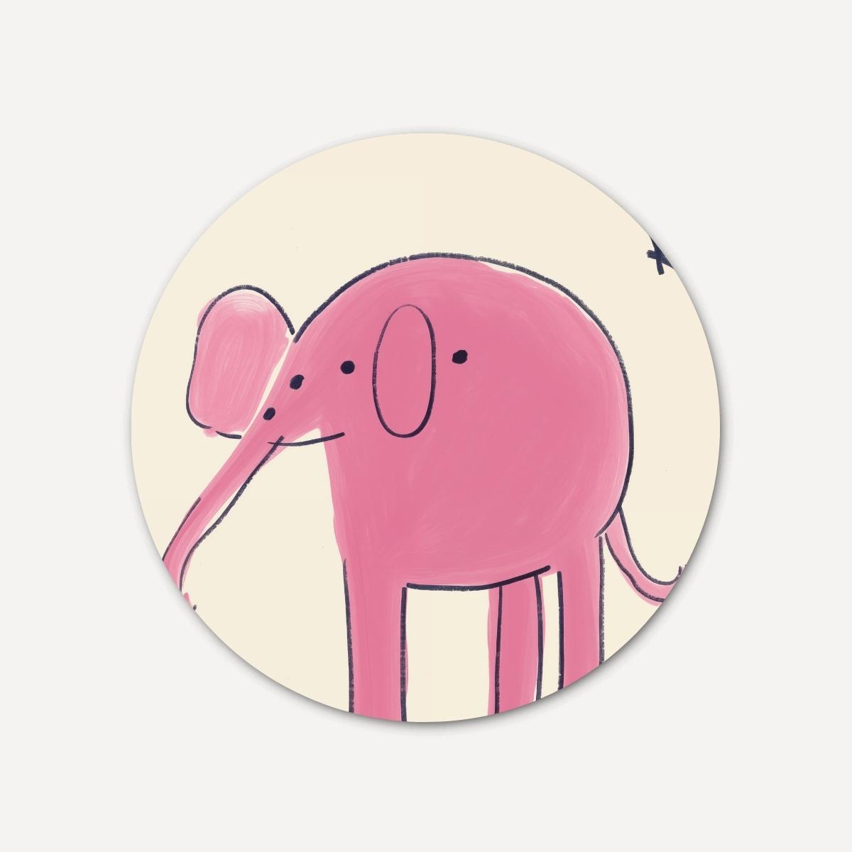 Roze olifant Muurcirkel-WallArtistic