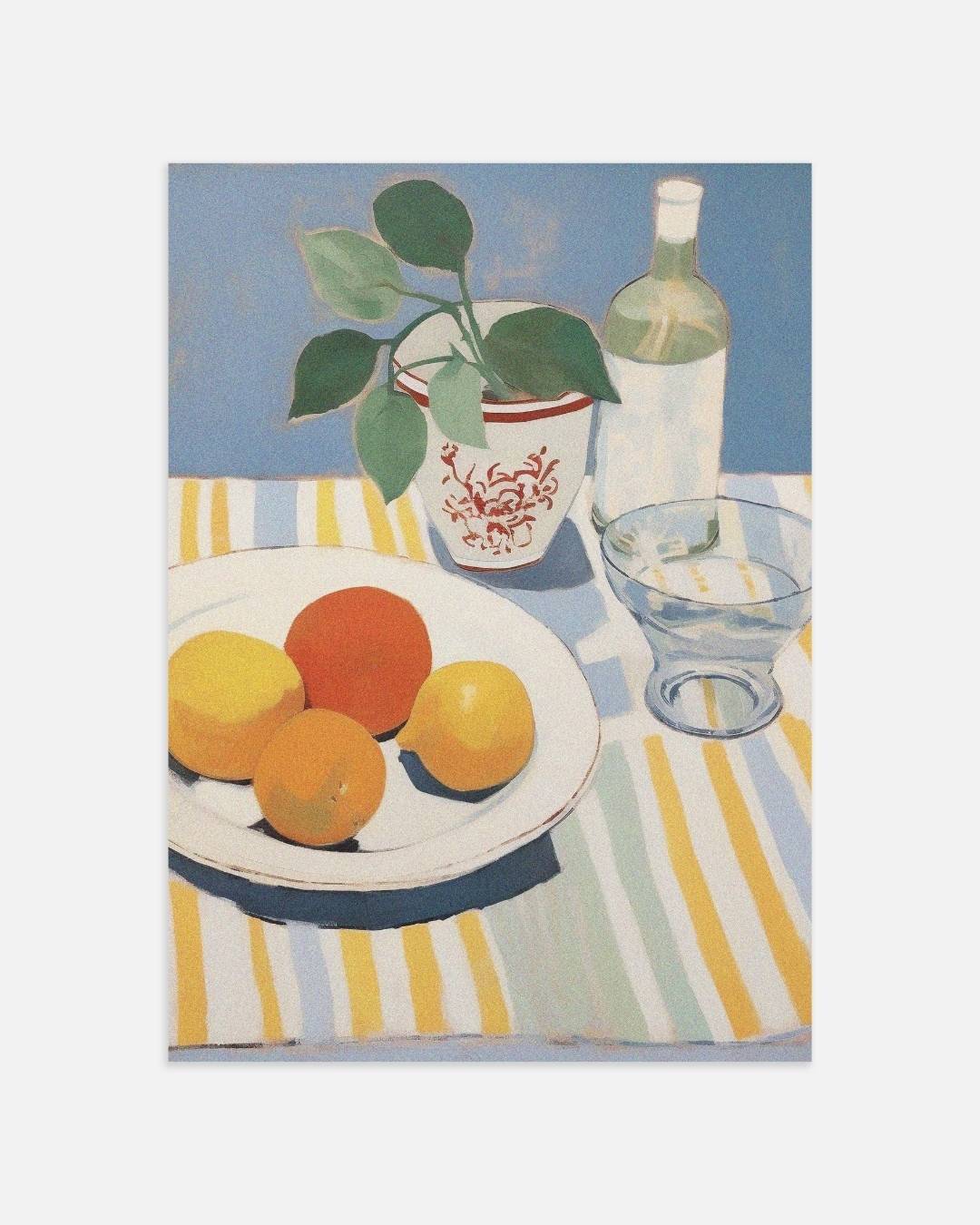 Stilleven met fruit en vaas Poster