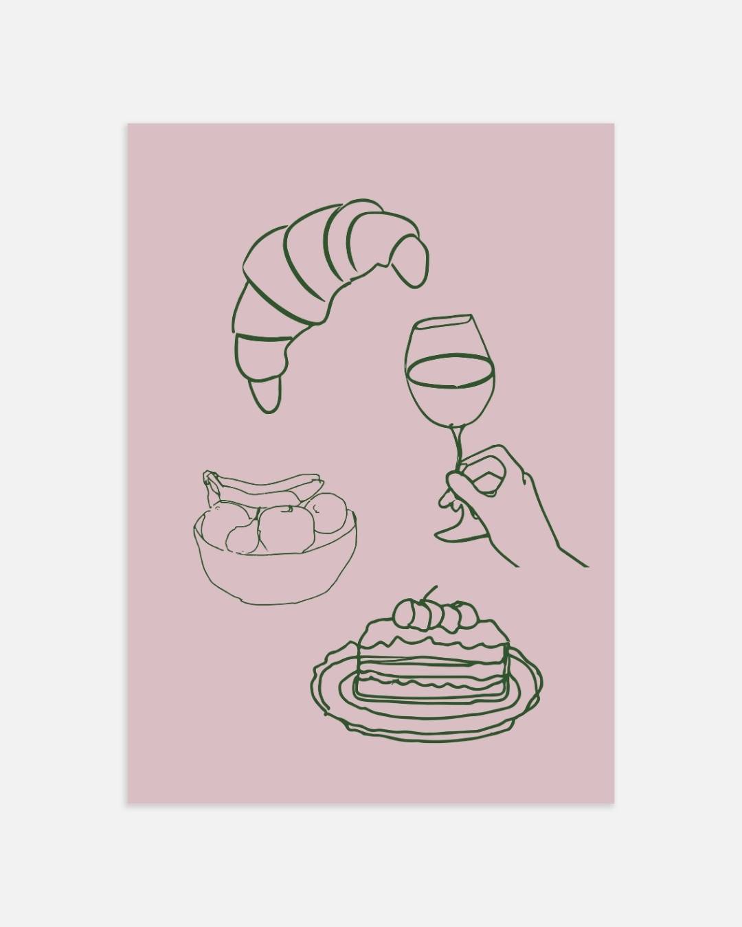 Ontbijt illustratie Poster