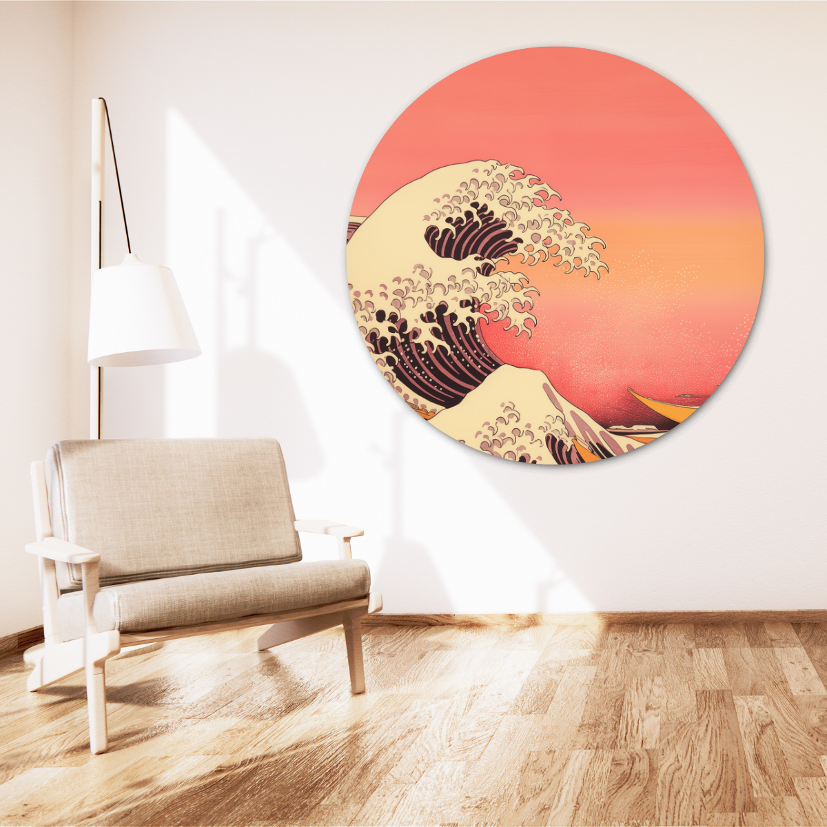 Golven van de zonsondergang - Japanse Muurcirkel-WallArtistic