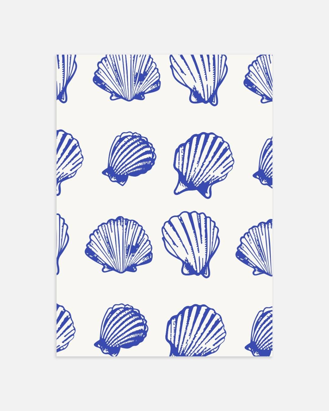Blauwe schelpenpatroon Poster