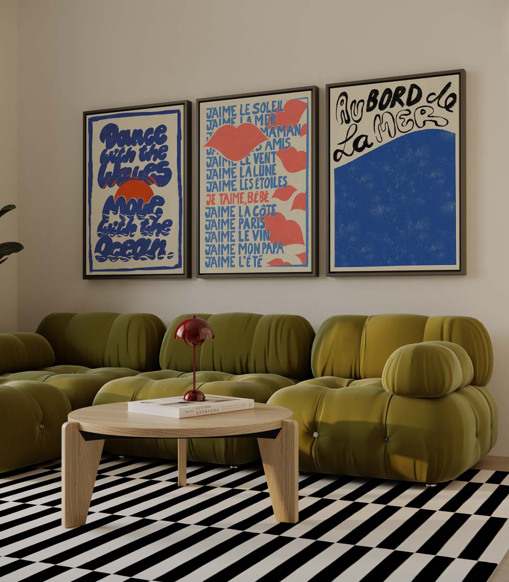 Franse zomerliefde in retrostijl Kunstwerk-canvas-dibond-plexiglas-wanddecoratie-WallArtistic