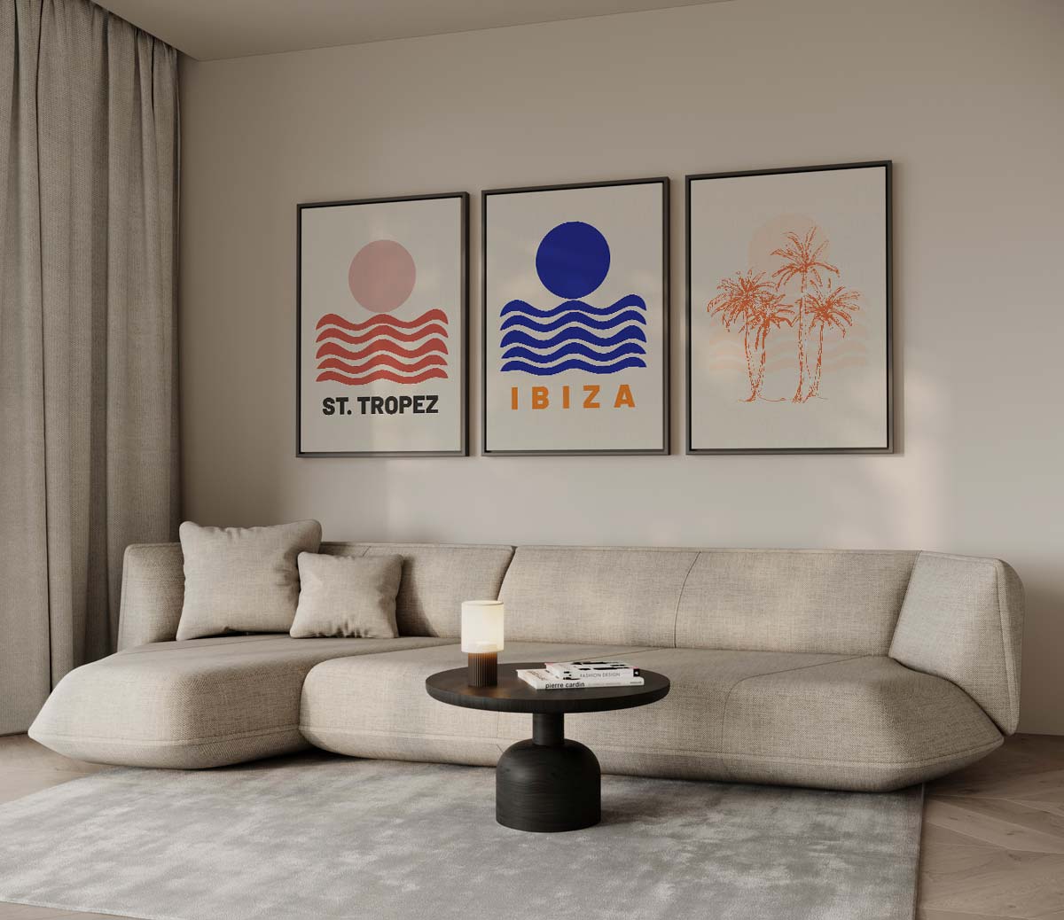 Grafische kustplaatsen in modern design Kunstwerk-canvas-dibond-plexiglas-wanddecoratie-WallArtistic