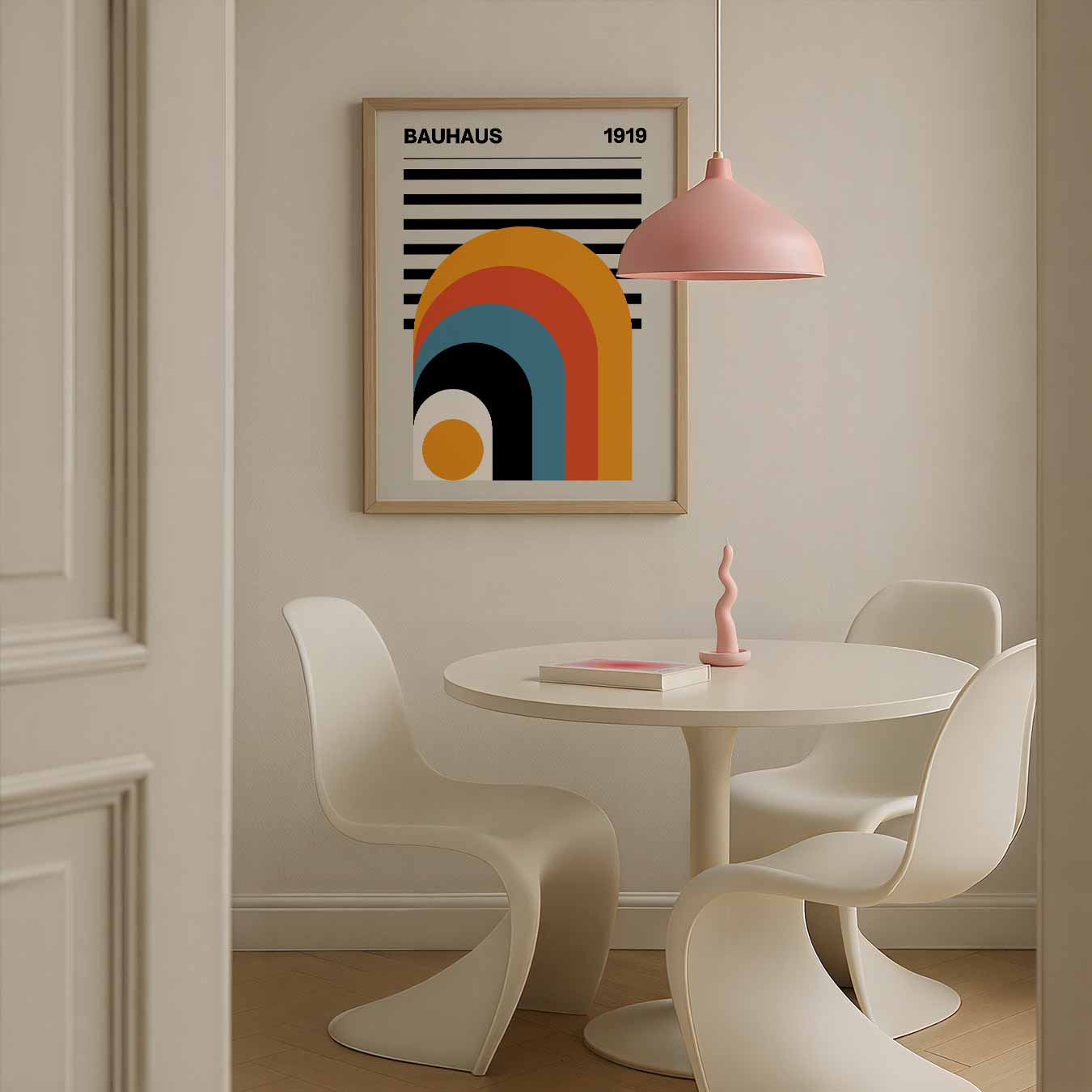 Stijlvolle Bauhaus Retro Regenboog Poster
