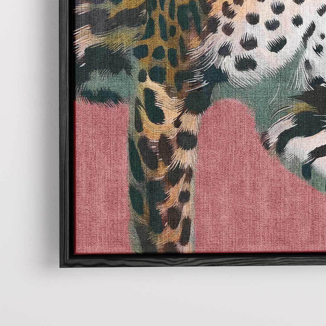 Elegante Luipaard op Roze Achtergrond Kunstwerk-canvas-dibond-plexiglas-wanddecoratie-WallArtistic