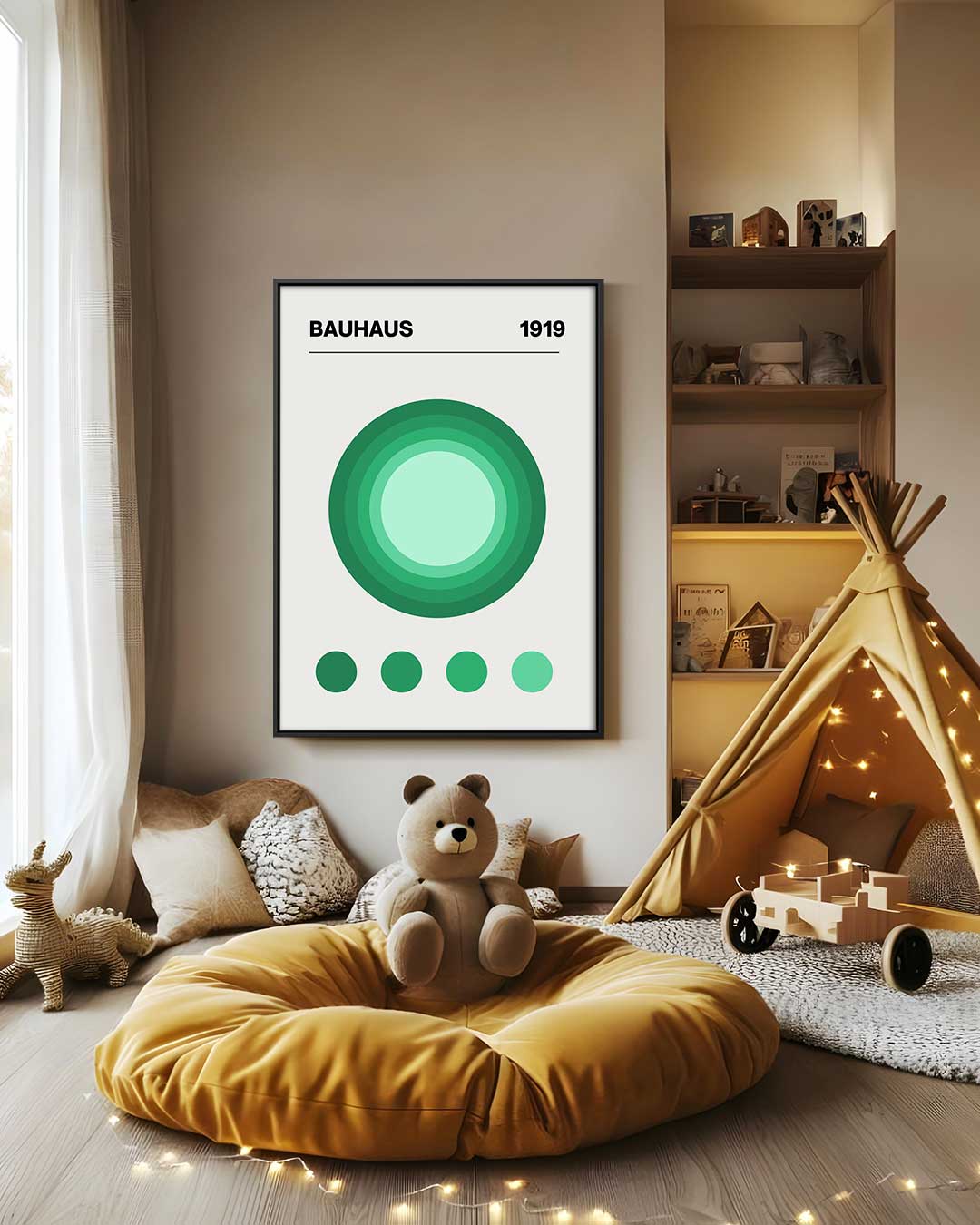 Retro Bauhaus Stijl Cirkelkunst Kunstwerk-canvas-dibond-plexiglas-wanddecoratie-WallArtistic