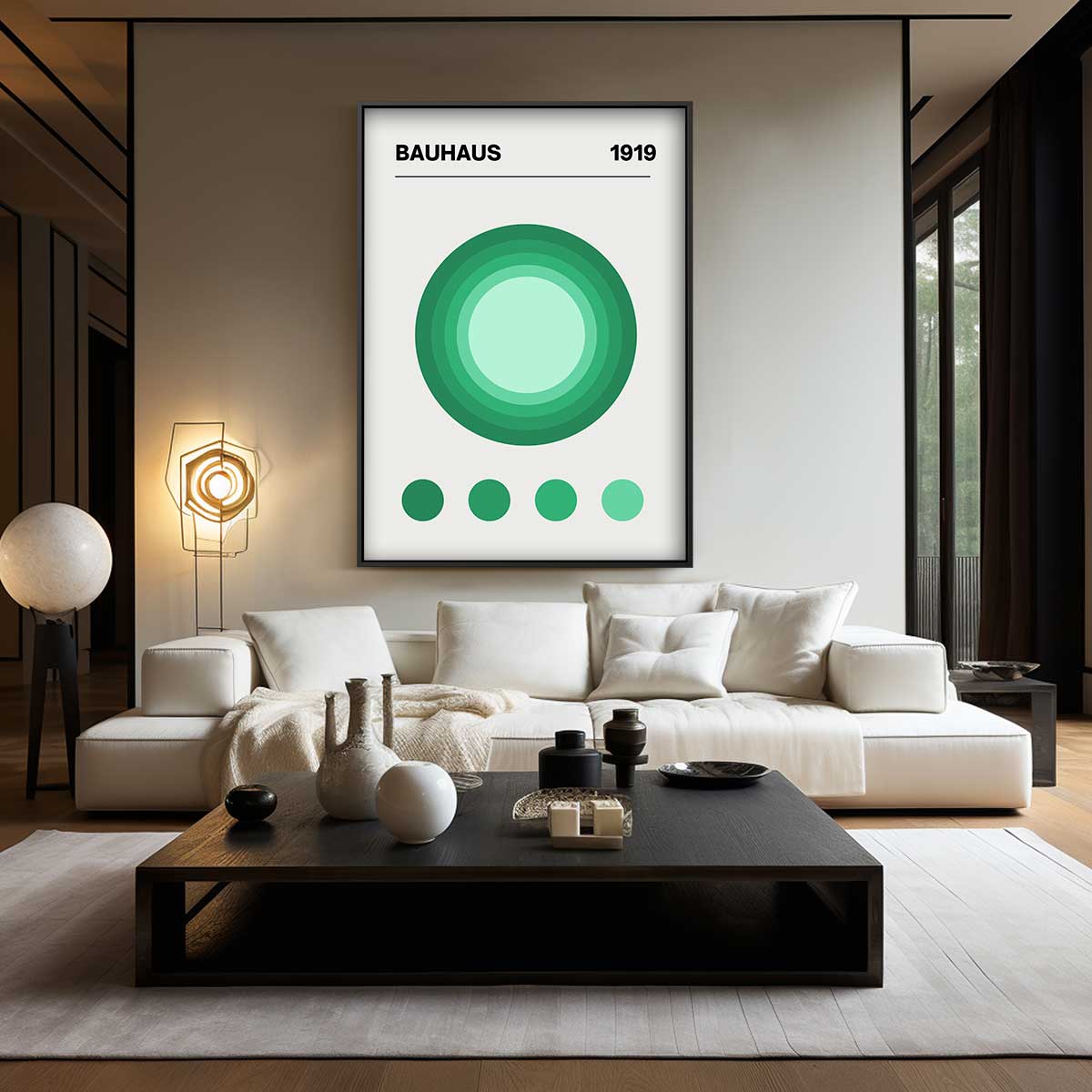 Retro Bauhaus Stijl Cirkelkunst Kunstwerk-canvas-dibond-plexiglas-wanddecoratie-WallArtistic