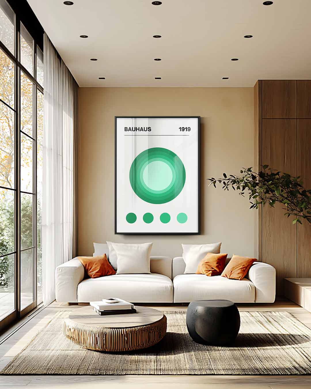 Retro Bauhaus Stijl Cirkelkunst Kunstwerk-canvas-dibond-plexiglas-wanddecoratie-WallArtistic