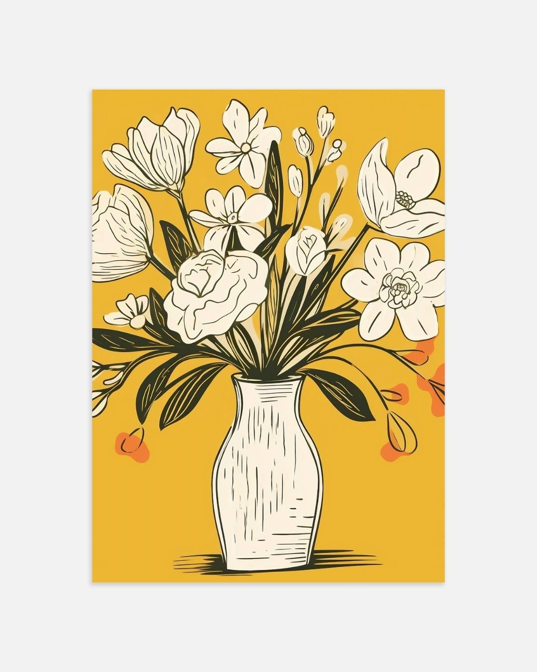 Bloemenillustratie in vaas Poster