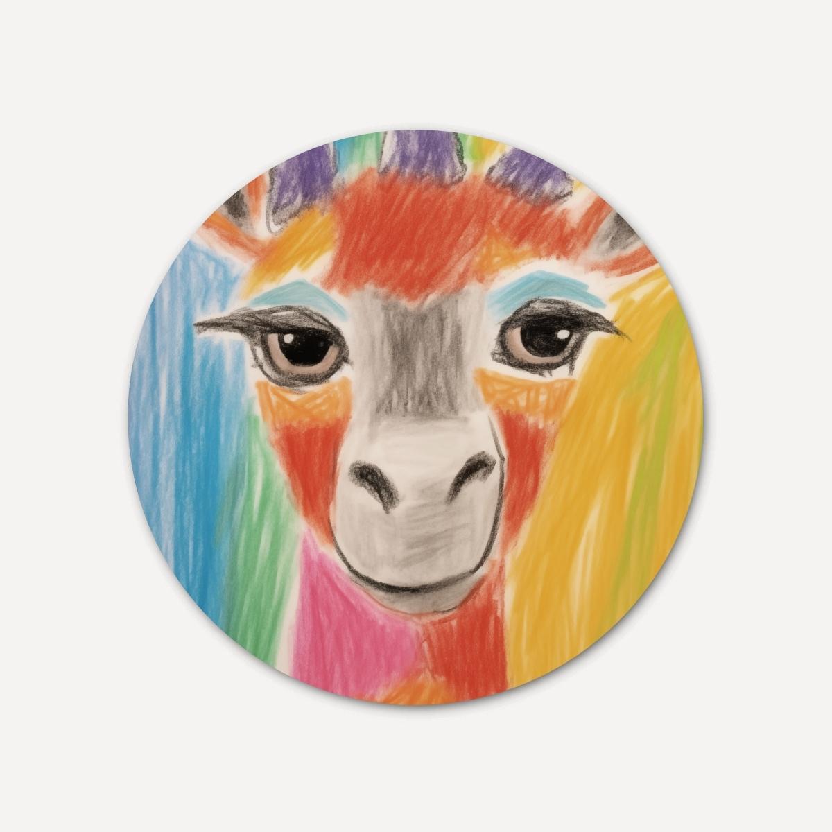 Regenboog giraffe Muurcirkel-WallArtistic