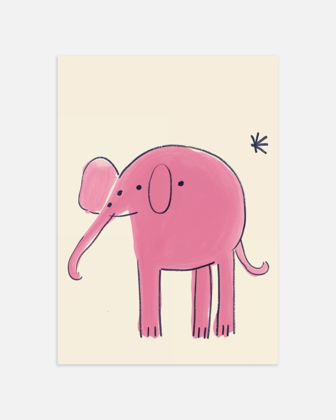 Speelse roze olifant illustratie Poster