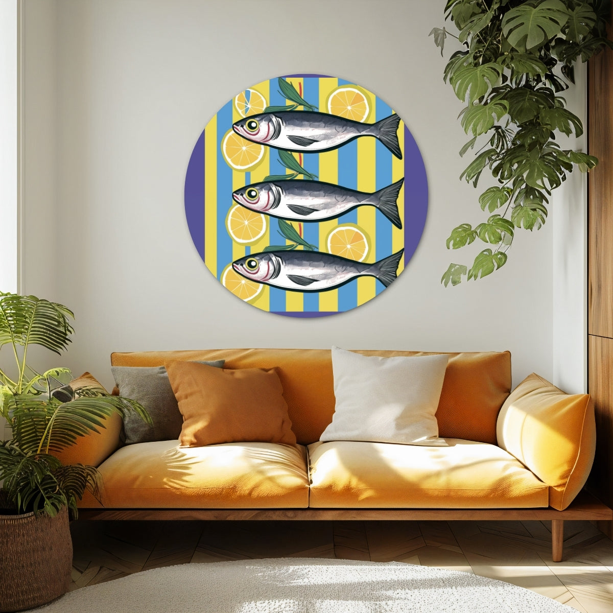 Vis en Citroen Muurcirkel-WallArtistic