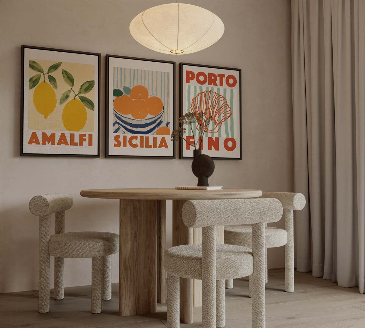 Italiaanse kustplaatsen met citrusaccenten Kunstwerk-canvas-dibond-plexiglas-wanddecoratie-WallArtistic