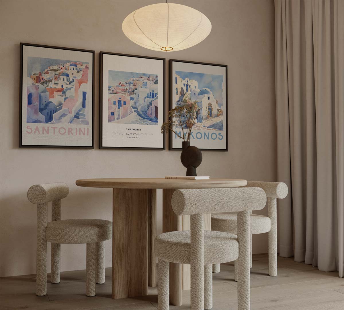 Mediterrane dorpen in aquarelstijl Kunstwerk-canvas-dibond-plexiglas-wanddecoratie-WallArtistic