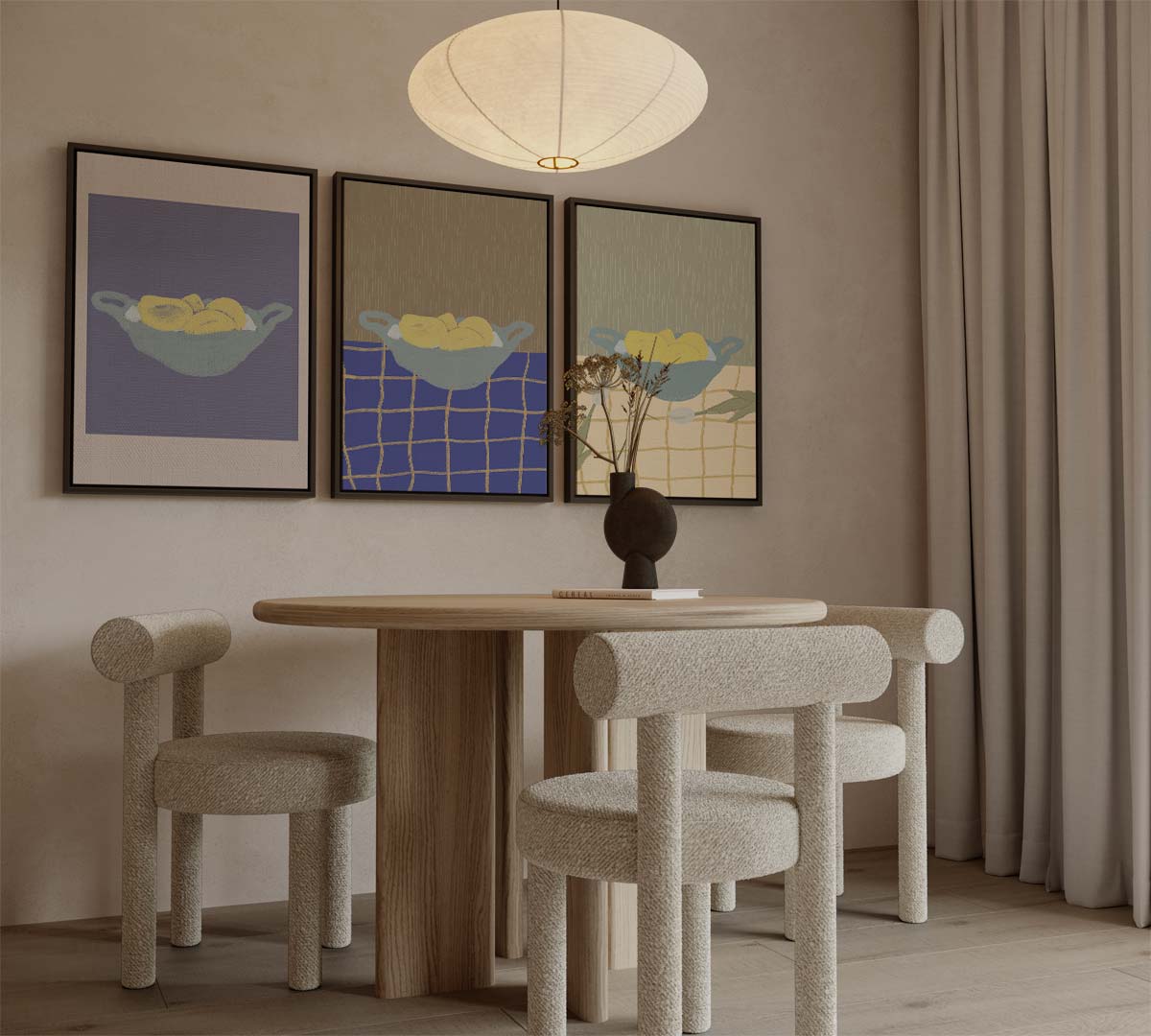 Citroenen in abstract servies Kunstwerk-canvas-dibond-plexiglas-wanddecoratie-WallArtistic