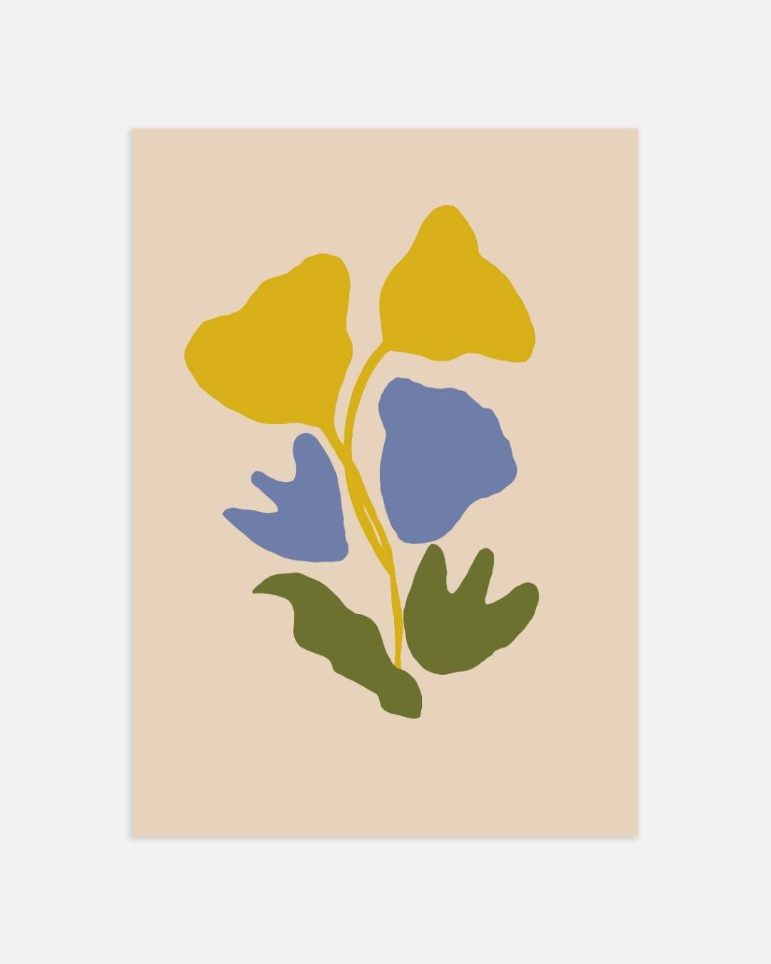 Gele en blauwe bladeren Poster