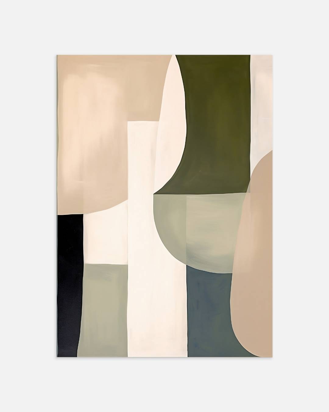 Abstracte vlakken in groen en beige Poster