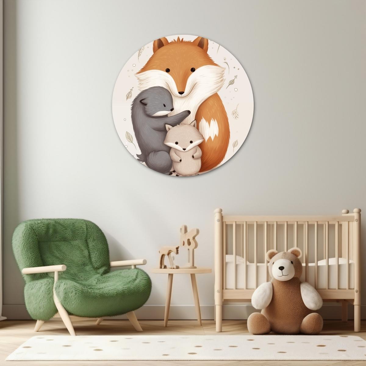 Vosjes familie Muurcirkel-WallArtistic