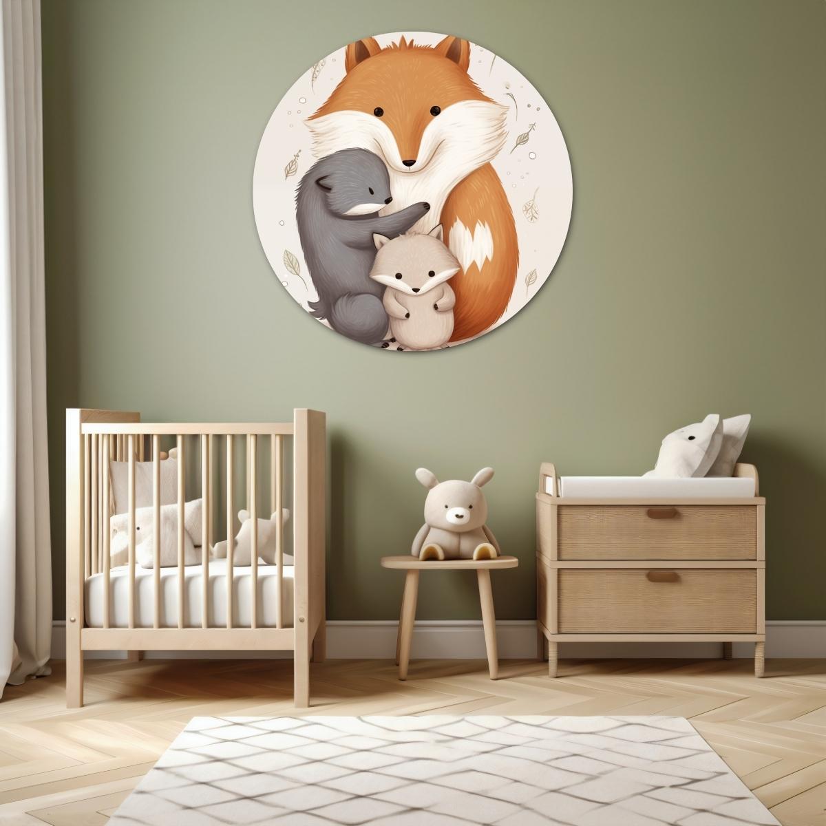 Vosjes familie Muurcirkel-WallArtistic