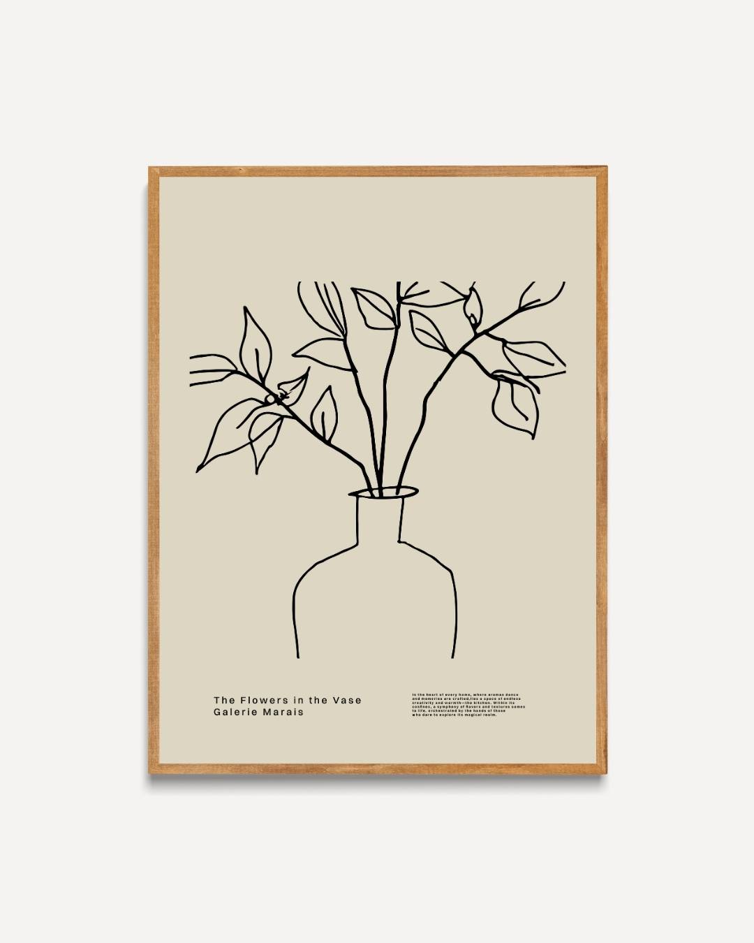 Lijntekening bloemen in vaas Poster