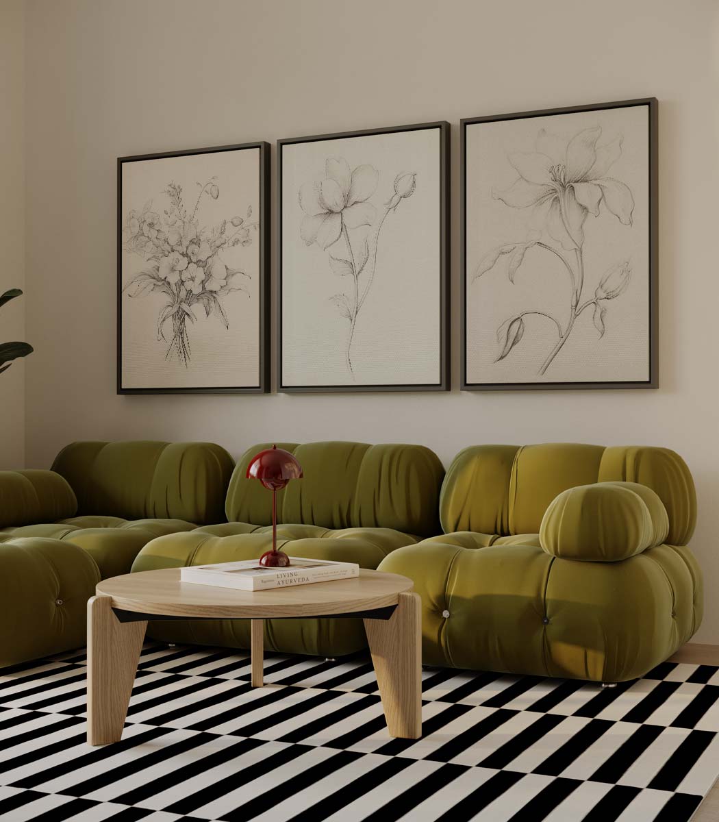 Zachte bloemschetsen Kunstwerk-canvas-dibond-plexiglas-wanddecoratie-WallArtistic