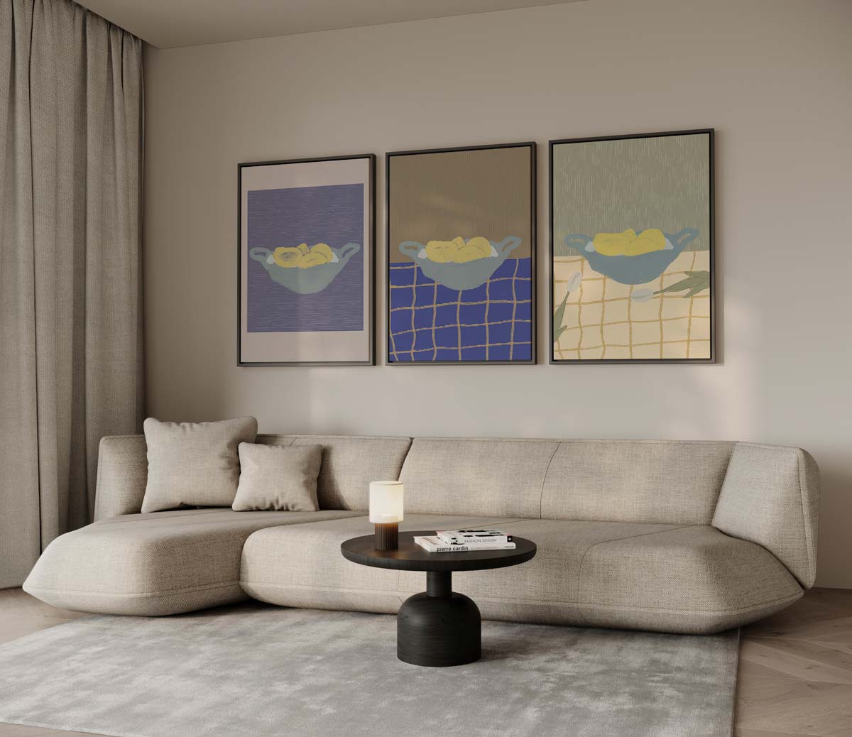 Citroenen in abstract servies Kunstwerk-canvas-dibond-plexiglas-wanddecoratie-WallArtistic