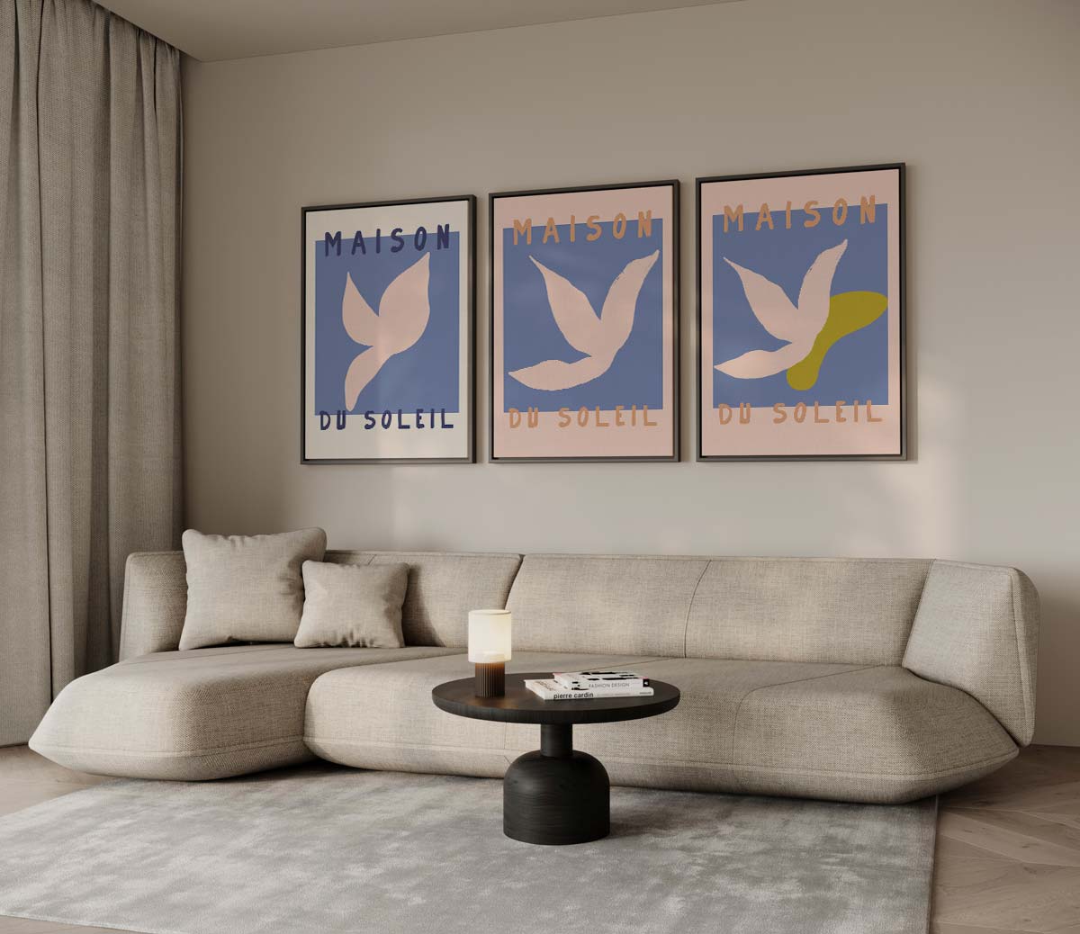 Zomerse duiven in retrostijl Kunstwerk-canvas-dibond-plexiglas-wanddecoratie-WallArtistic