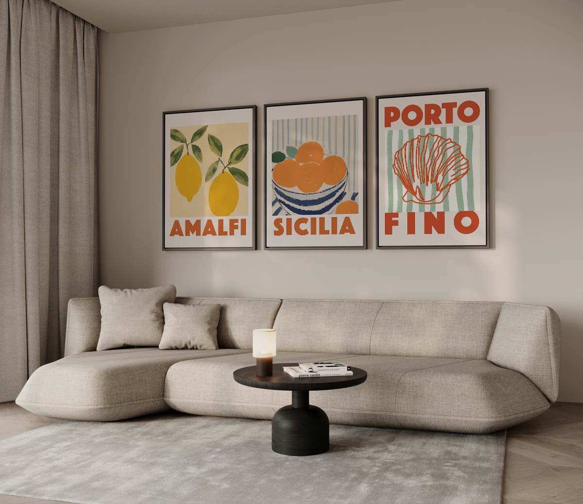 Italiaanse kustplaatsen met citrusaccenten Kunstwerk-canvas-dibond-plexiglas-wanddecoratie-WallArtistic