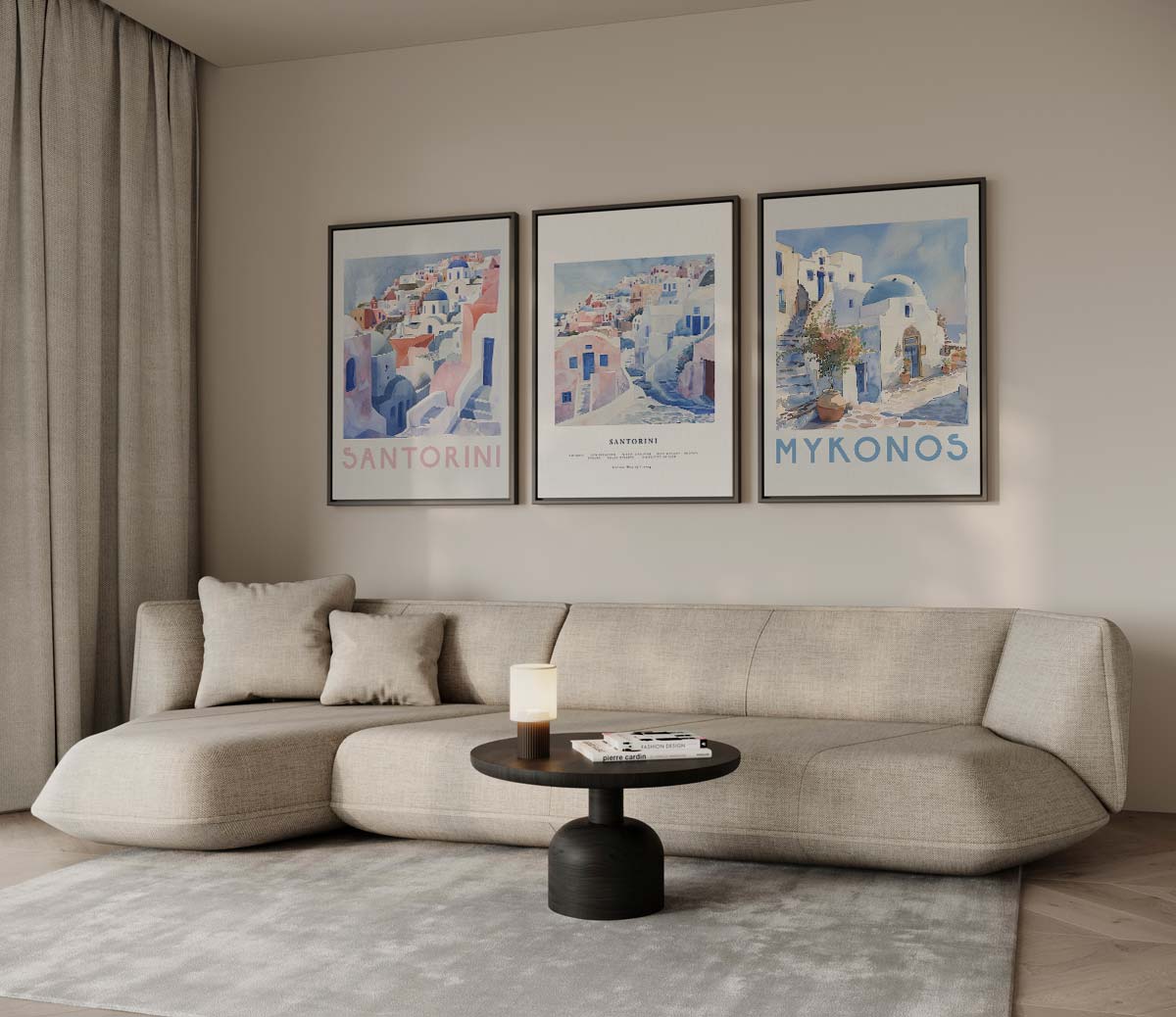 Mediterrane dorpen in aquarelstijl Kunstwerk-canvas-dibond-plexiglas-wanddecoratie-WallArtistic