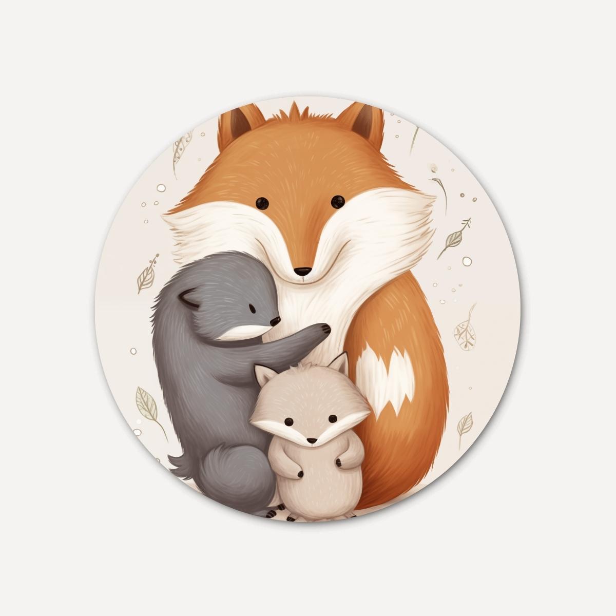 Vosjes familie Muurcirkel-WallArtistic