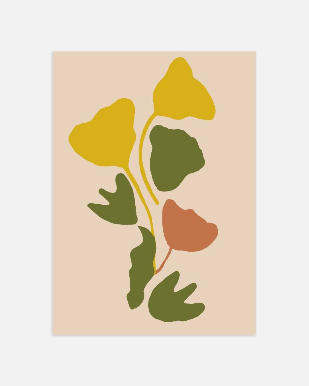 Abstracte bladeren in warme tinten Poster