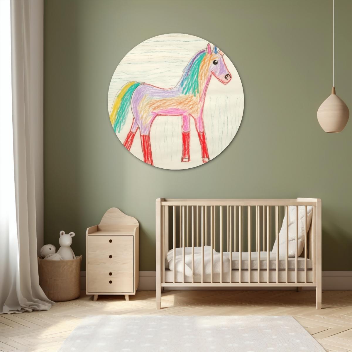 Regenboogpaard Muurcirkel-WallArtistic