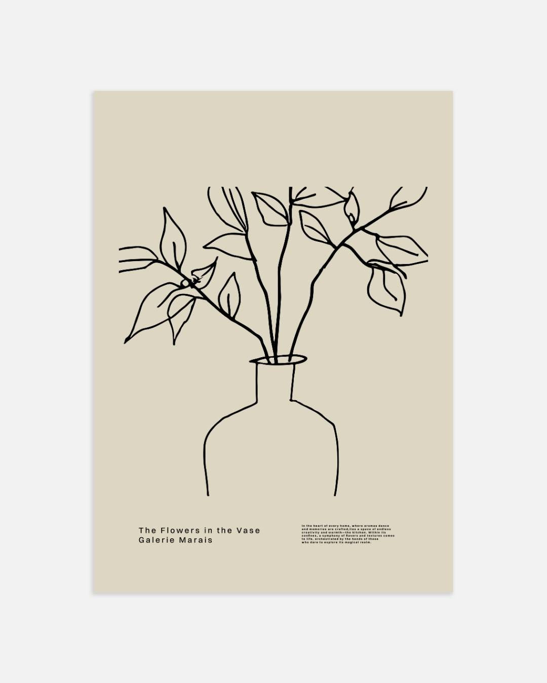 Lijntekening bloemen in vaas Poster