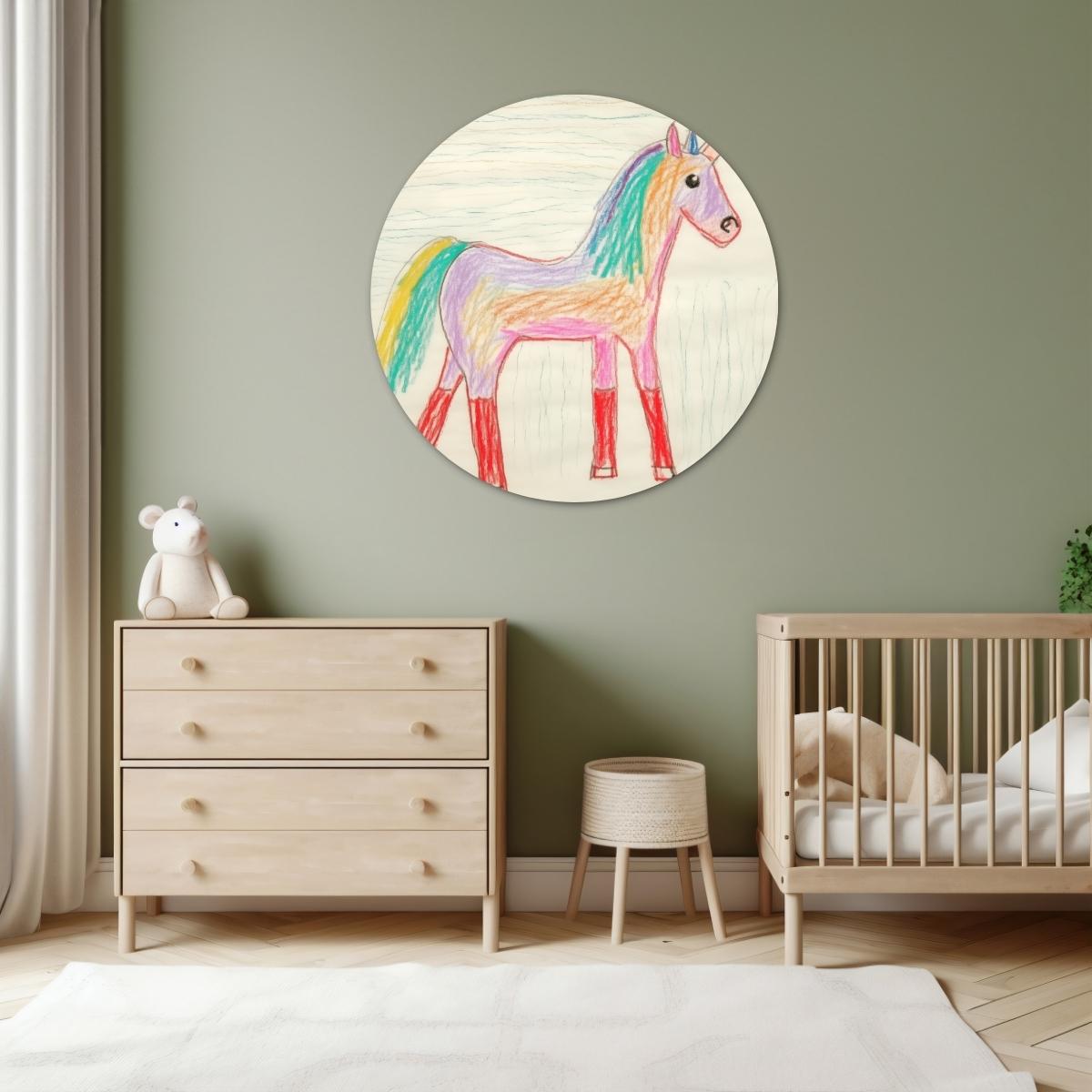 Regenboogpaard Muurcirkel-WallArtistic