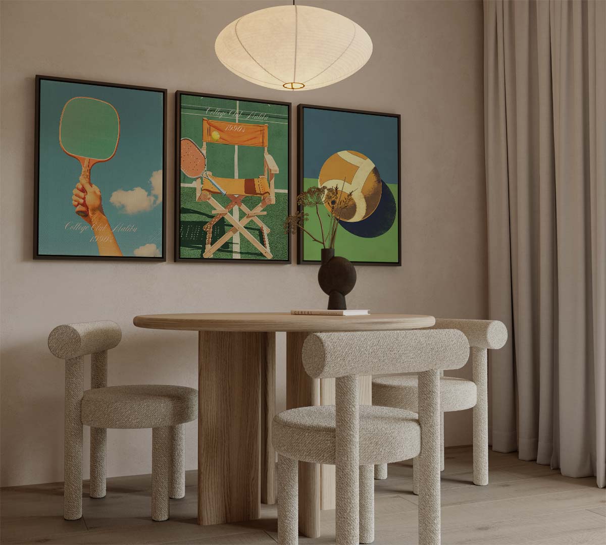 Sportieve collage in retro kleuren Kunstwerk-canvas-dibond-plexiglas-wanddecoratie-WallArtistic