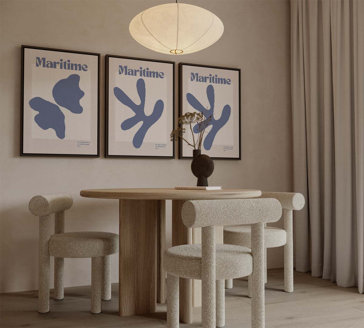 Maritime vormen in blauw Kunstwerk-canvas-dibond-plexiglas-wanddecoratie-WallArtistic