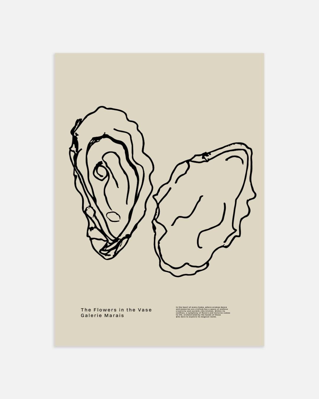 Oesters lijntekening Poster