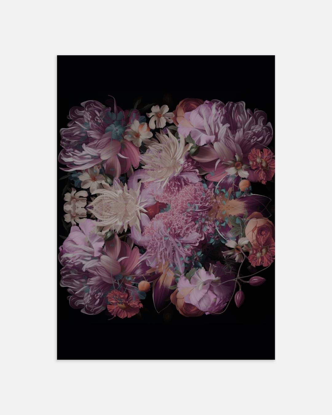 Floral elegance on black Poster