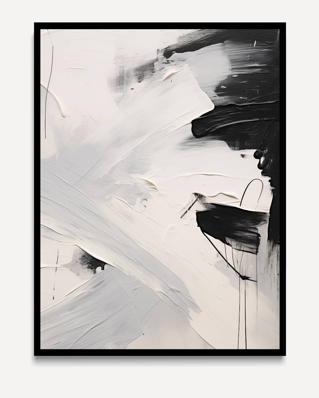 Crossing brushstrokes in black and white