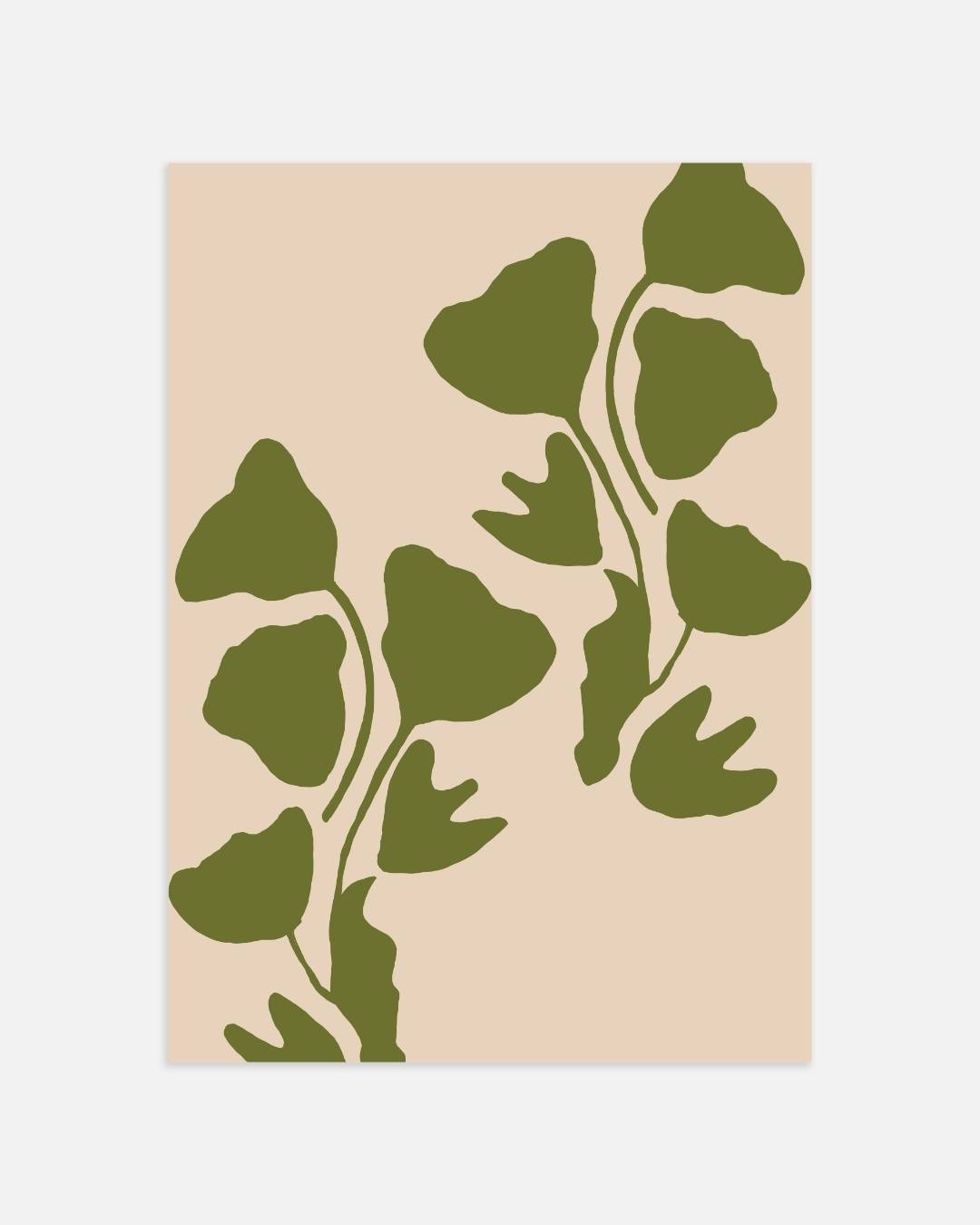 Groene bladeren op beige achtergrond Poster