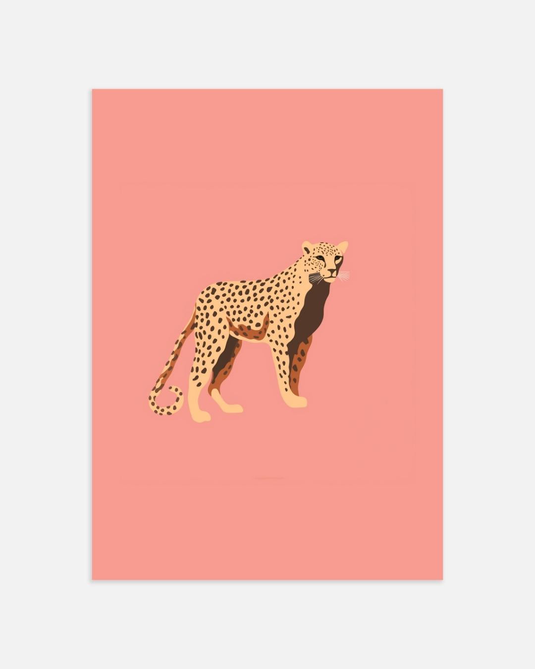 Luipaard op roze achtergrond Poster